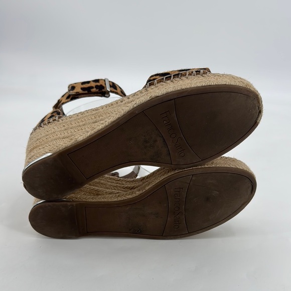 Franco Sarto Camera Calf Hair Leopard Print Espadrilles Wedge Sandals - Picture 7 of 16